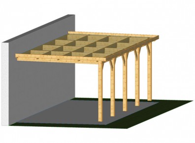 Les ossatures bois Douglas avec charpente pour toit plat s'adossent à la façade de la maison